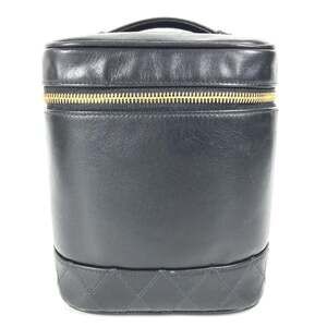 CHANEL Black Leather Logo Pouch